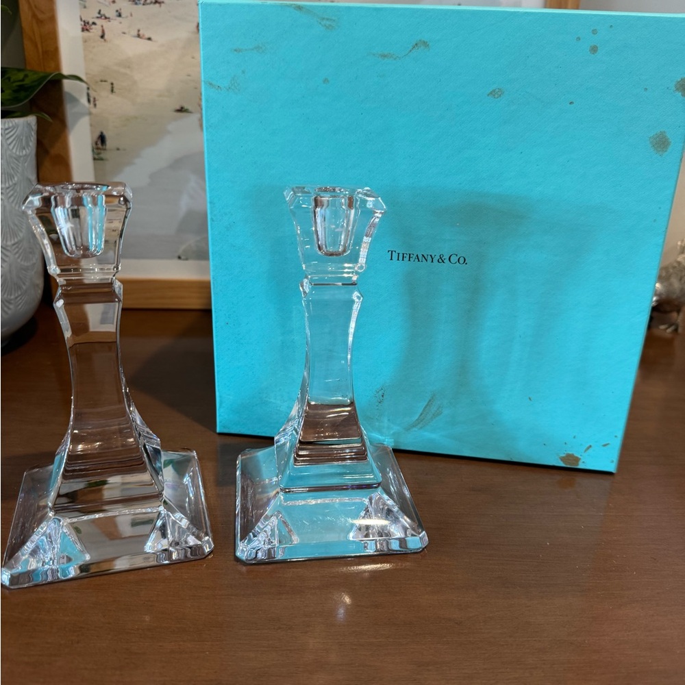 Tiffany & Co. Clear Crystal Candlestick Pair